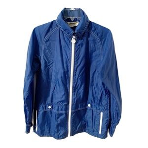 Vintage 4-Seasons White Stag Front Zip Lightweight Nylon Windbreaker Blue White